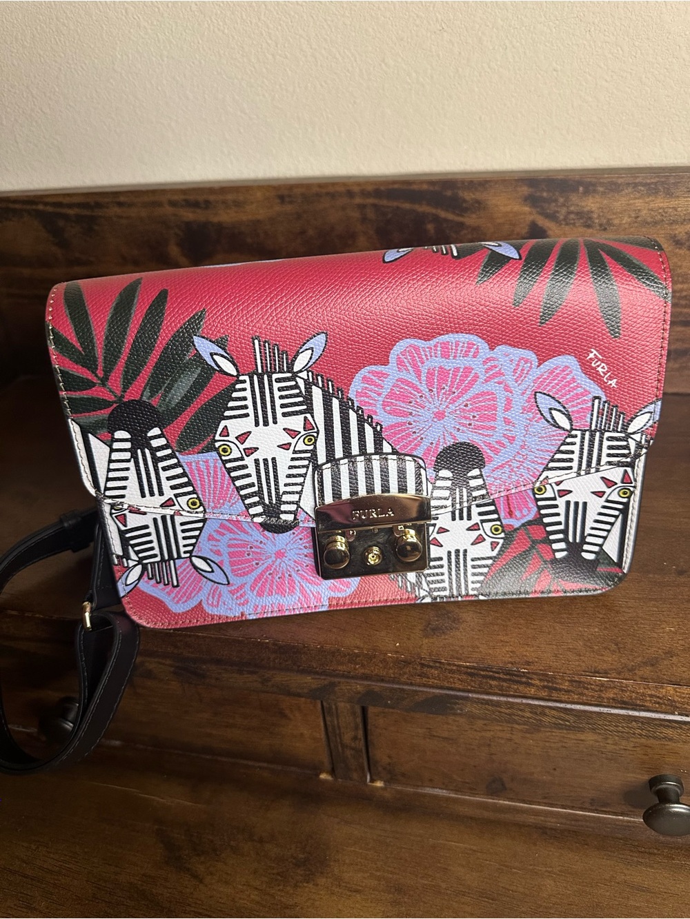Furla Metropolis Limited Edition Urban Jungle Zebra Print Crossbody Bag